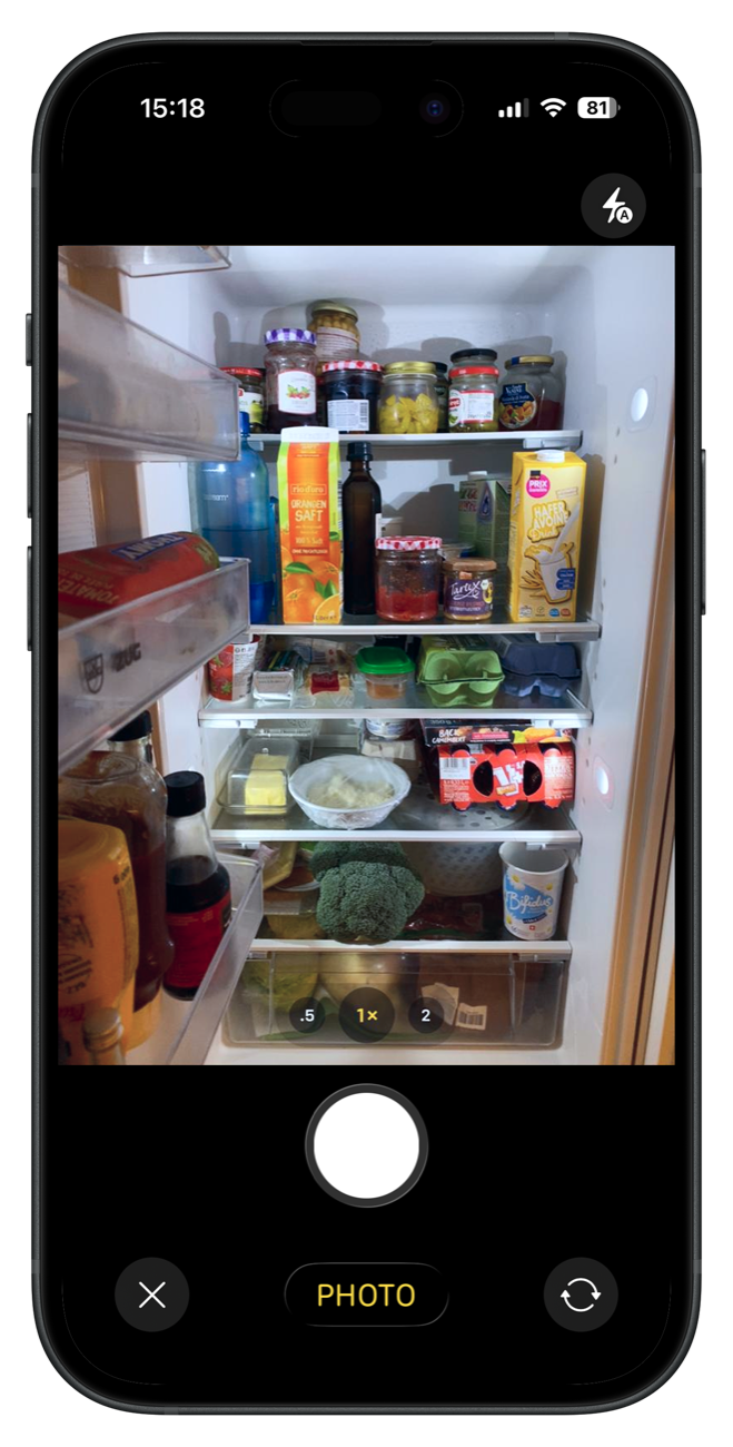 Scanning ingredients with the camera