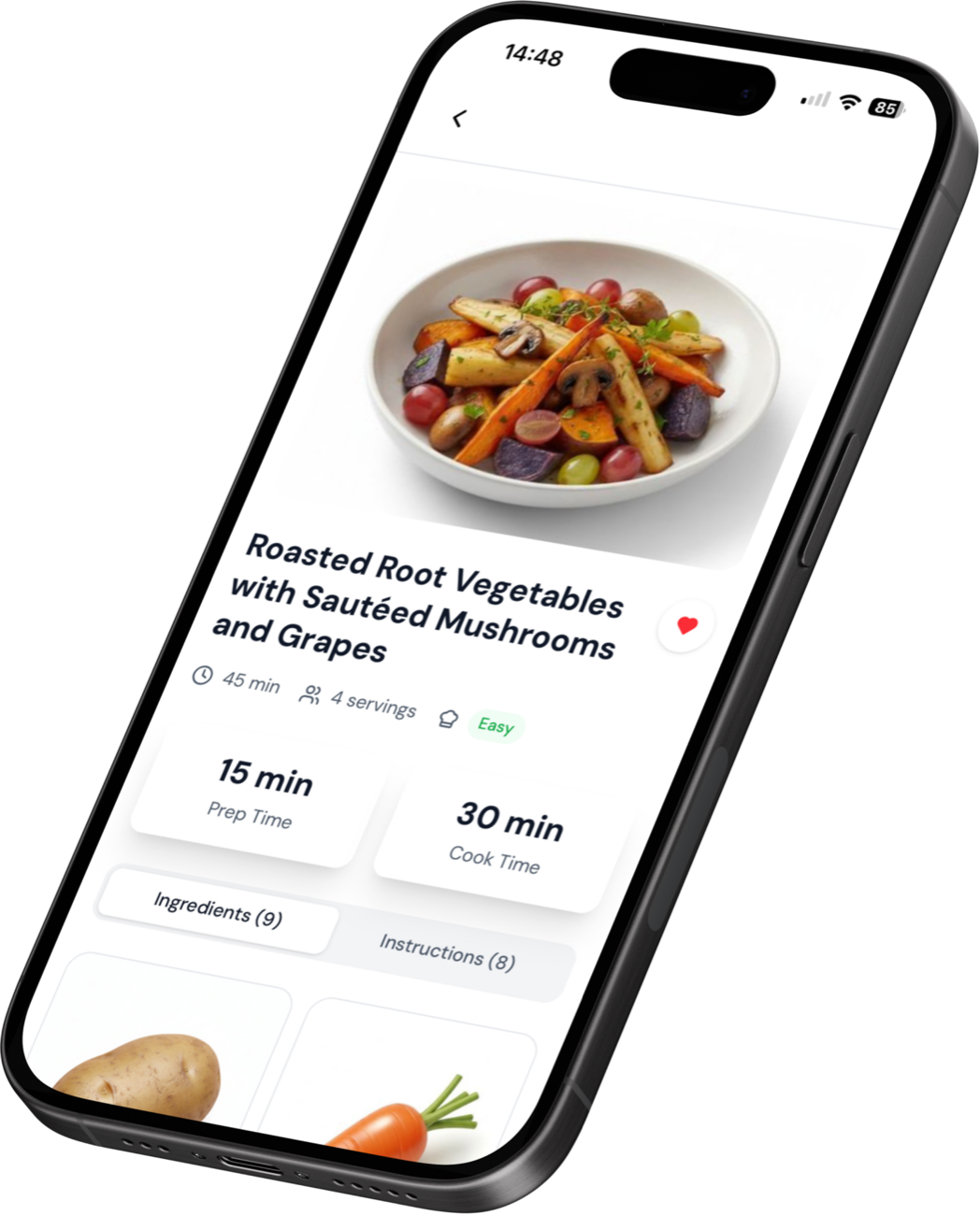Pasto AI - Recipe detail screen